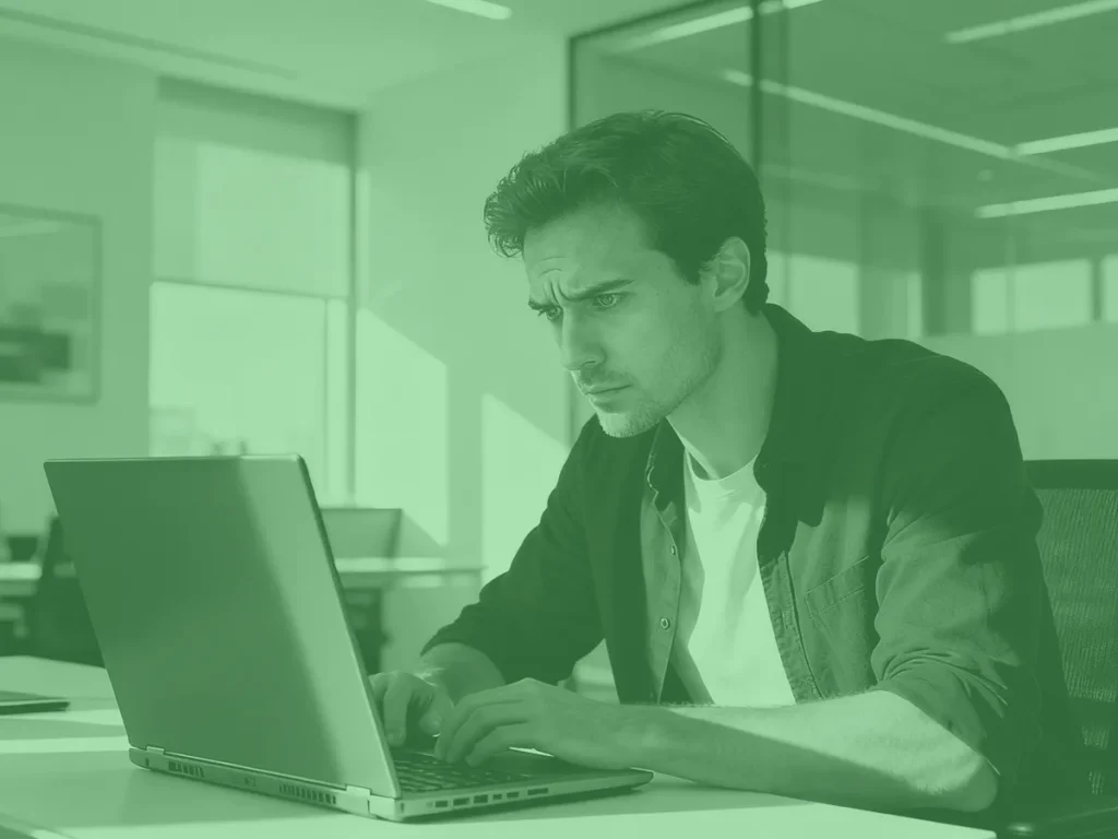 Ondernemer analyseert prestaties van zijn lead generation website om meer leads te behalen.