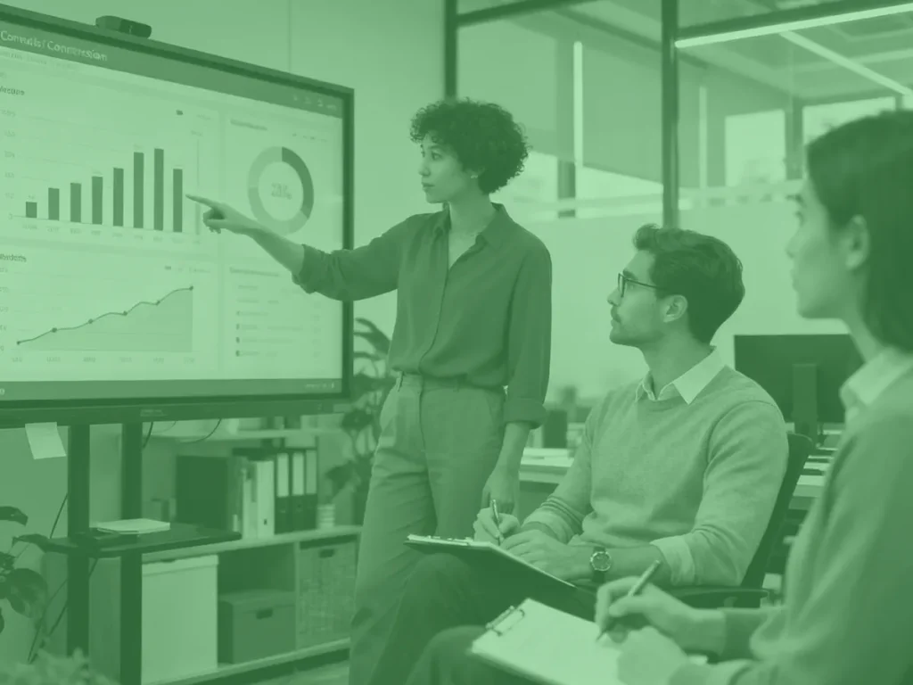 Digital agency team werkt aan strategie en content om meer leads te genereren.