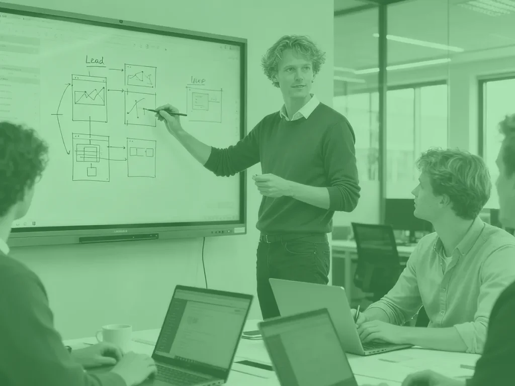 Een digital agency team werkt samen aan oplossingen om meer omzet met een webshop te realiseren.