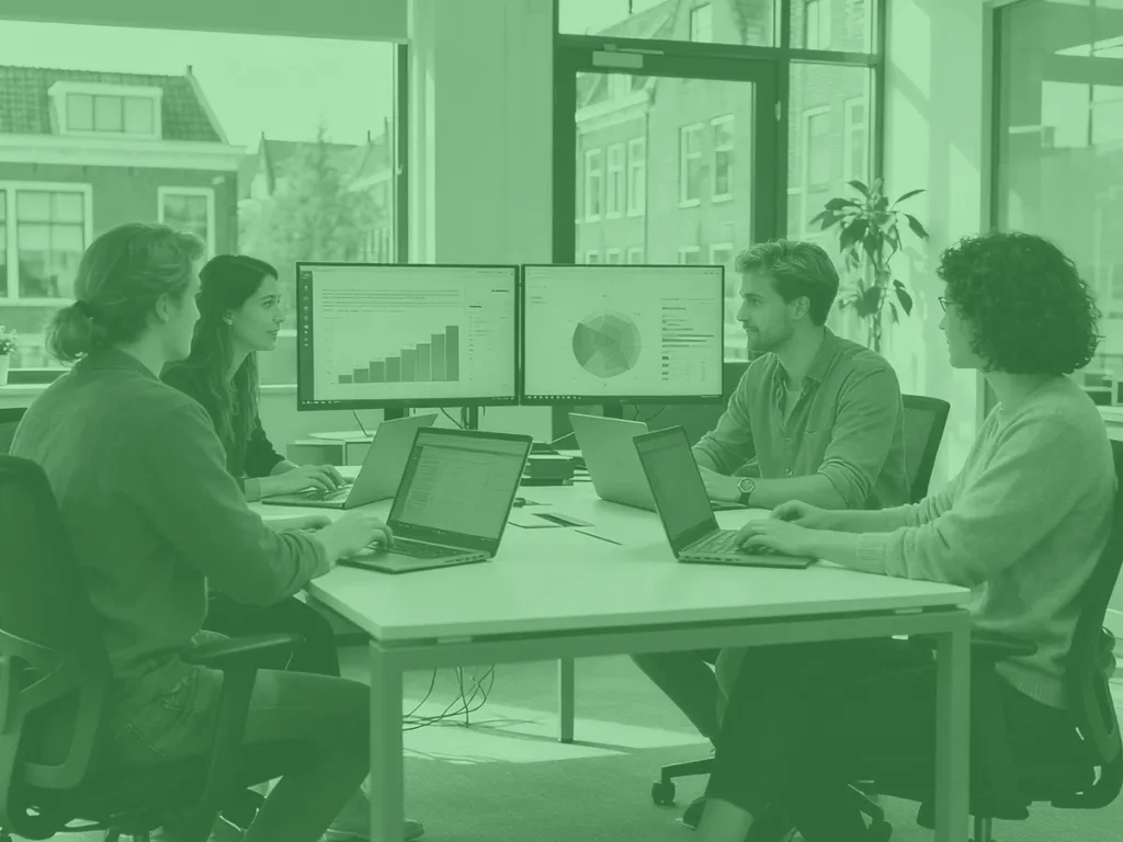 Marketingteam analyseert conversieproblemen om meer omzet online te realiseren.